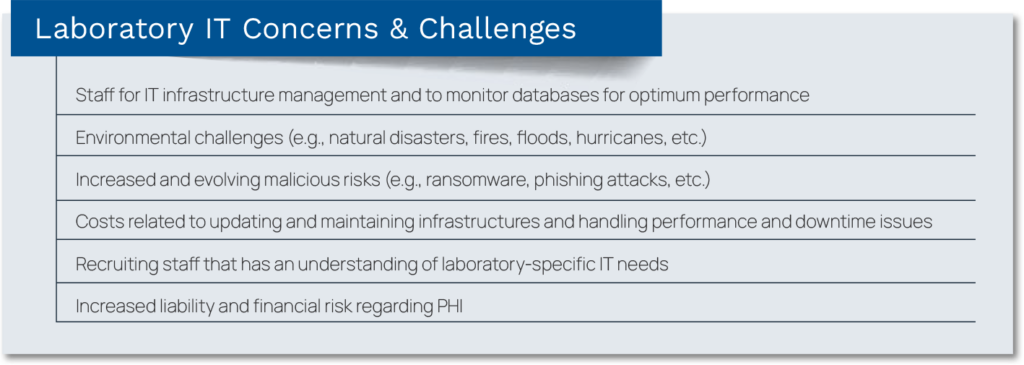 Graphic showing a list of laboratory IT concerns and challenges