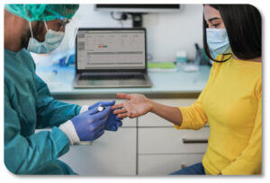 Image of women getting point of care lab test