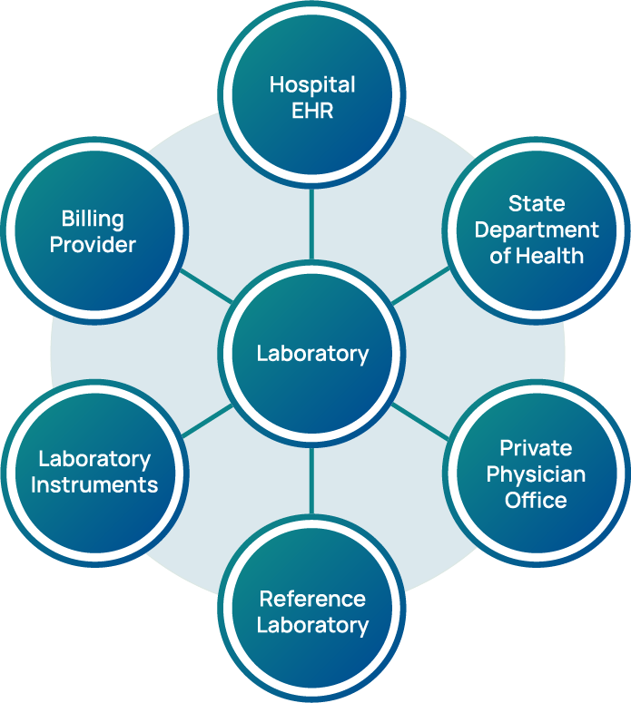 Graphic showing an LIS in the center and ancillary systems connecting to it